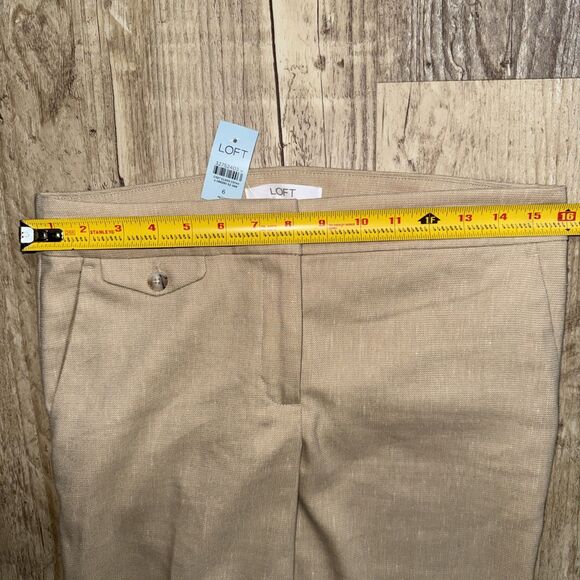 Ann Taylor LOFT Pants Petite 6P NWT Khaki Linen Blend Business Office - Picture 4 of 5